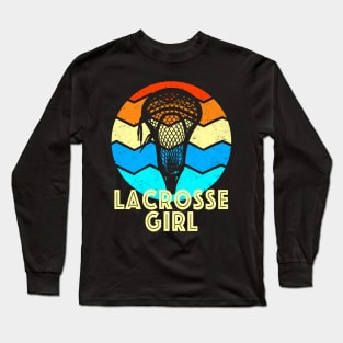 Lacrosse Girl Vintage Sunset Long Sleeve T-Shirt